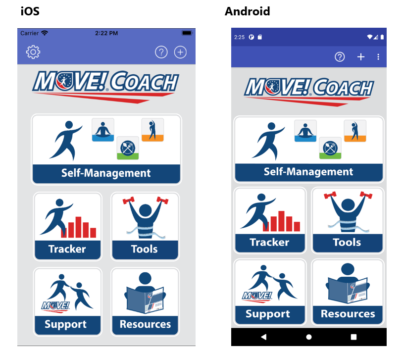 iOS and android screenshots of Getting to Know the App view